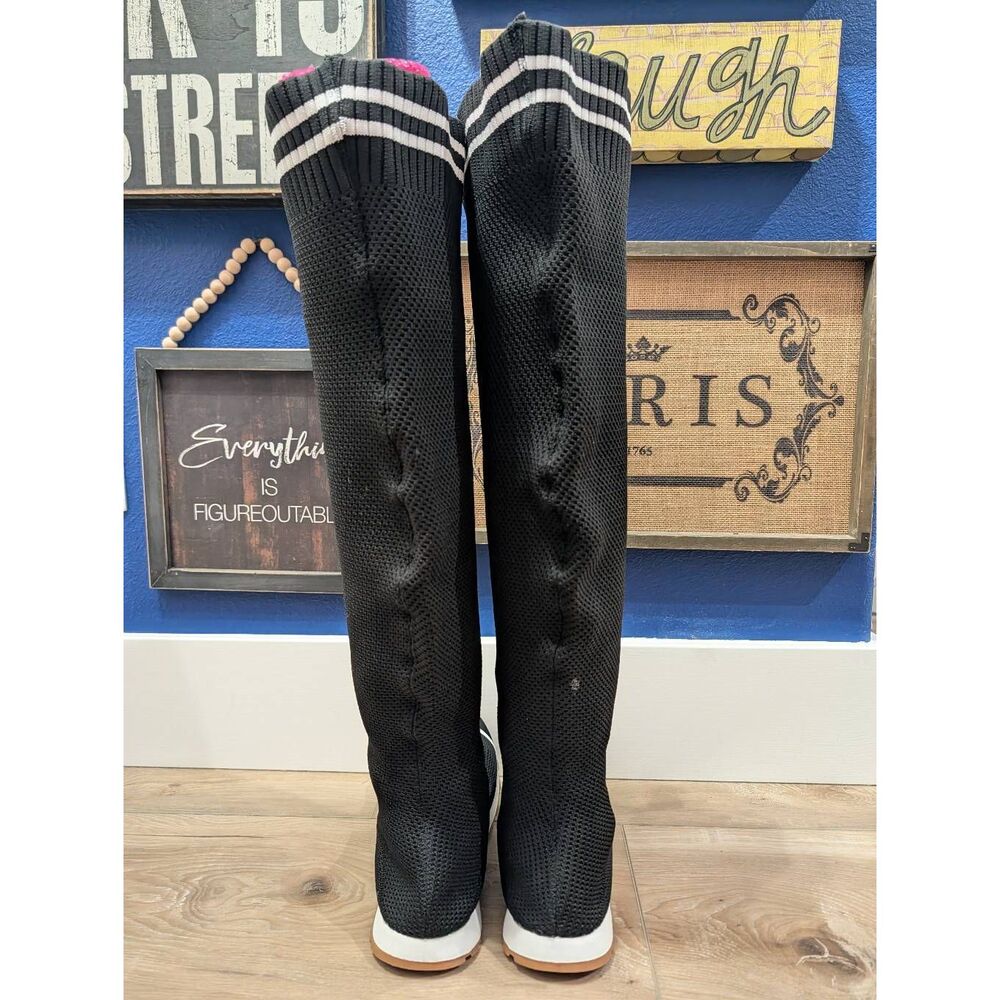 Black Knit Over the Knee Sneaker Boots Size 43 Women's 12 Tall Festival - Picture 6 of 16